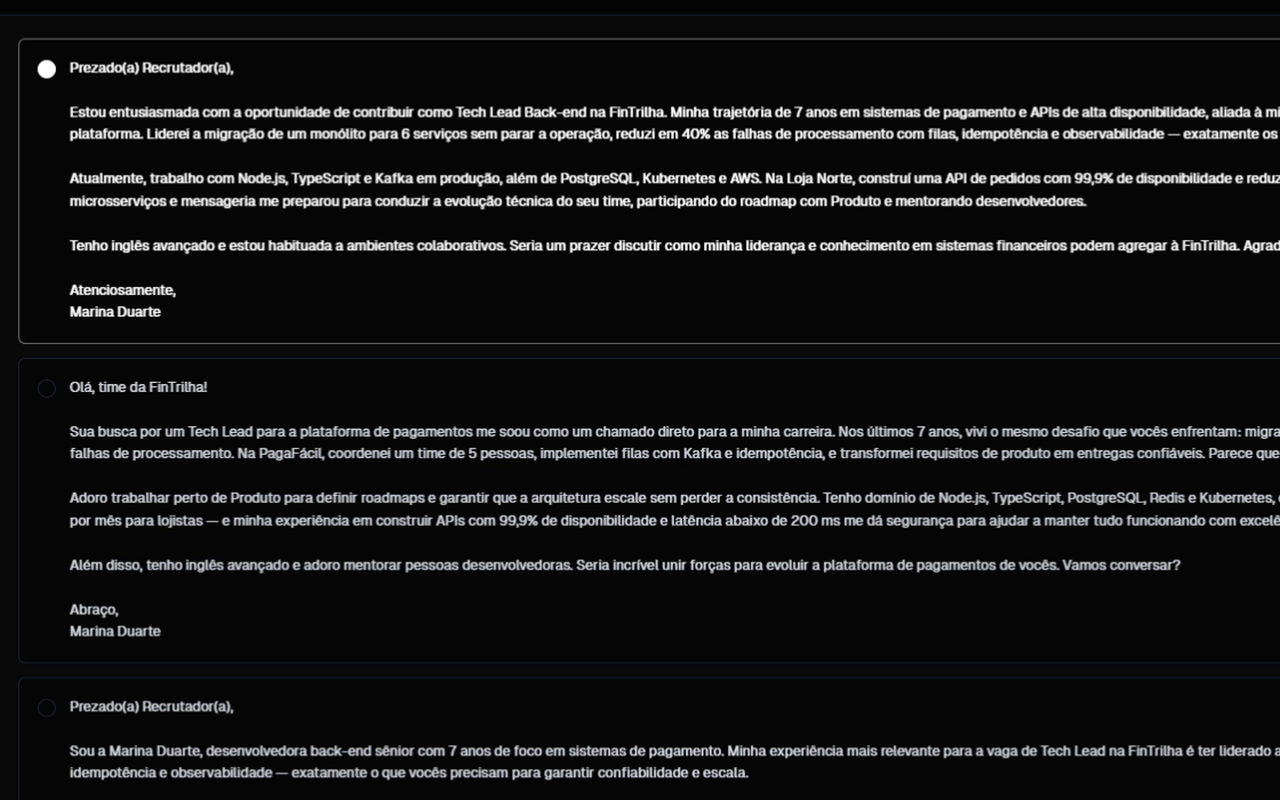 Carta de apresentação pronta para revisar